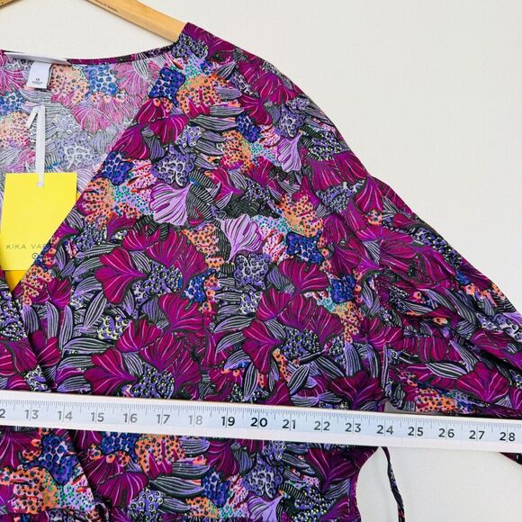 Kika Vargas x Target Women Wrap Blouse Top Plus Size 1X Fairy Boho Casual Purple - Picture 6 of 9